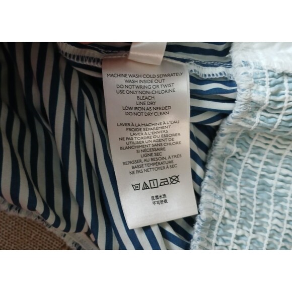 Anthropologie Women's Small Embroidered Smocked Crop Top Cotton Elastic Waist - Picture 12 of 16